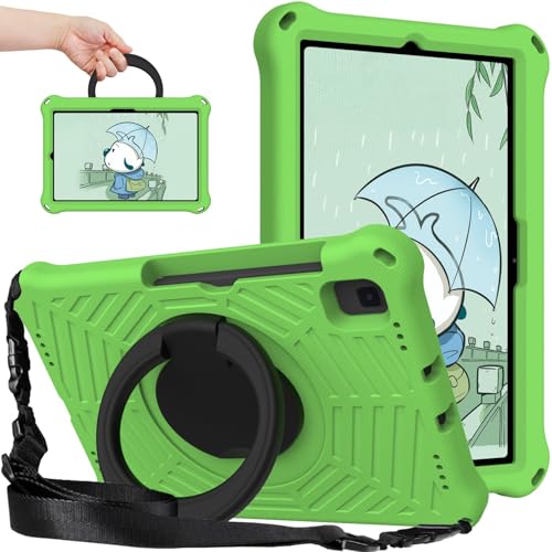 Tablet-Schutzhülle, stoßfest, kinderfreundlich, kompatibel mit Samsung Galaxy Tab S6 10,5 Zoll 2019 SM-T860/T865, leichter Drehgriff und Schultergurt, Schutzhülle für Tablet (grün) von SALLO