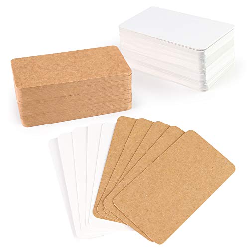 SALLYFASHION Blanko Papier Karten, 200 Stück 300g/m² Kraftpapier Karten Memory Wort Karten Mitteilungs Karte für Graffiti Nachricht Geschenkanhänger Schule Home Büro von SALLYFASHION