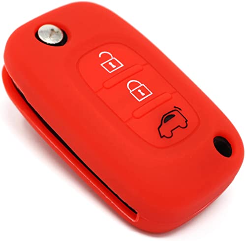 SALPIE Silikonhülle für Smart 451 453 3 Flip Buttons, Autoschlüsselhülle Smart 451 453 Flip Key (Rosso, Smart 453) von SALPIE