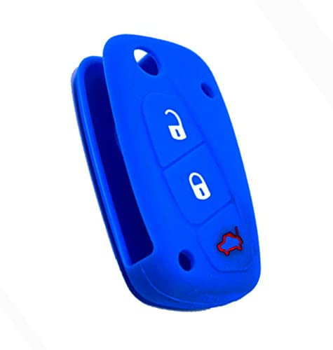 Schlüsselanhänger Zubehör Ersatzteile Schlüsselabdeckung Fernbedienung Auto 3 Tasten kompatibel mit Fiat Punto - Lancia - Citroen - Peugeot Klinge nicht austauschbar (Blau, Silikon) von SALPIE