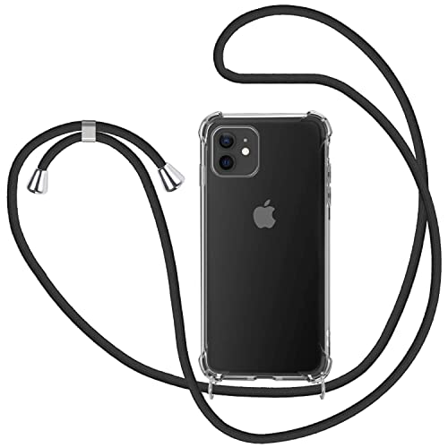 SAMCASE Handykette Hülle für iPhone 12 / iPhone 12 PRO 6.1'', Necklace Hülle mit Kordel Transparent Silikon Handyhülle mit Kordel zum Umhängen Schutzhülle mit Band in Schwarz von SAMCASE