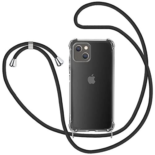 SAMCASE Handykette Hülle für iPhone 13, Necklace Hülle mit Kordel Transparent Silikon Handyhülle mit Kordel zum Umhängen Schutzhülle mit Band in Schwarz von SAMCASE