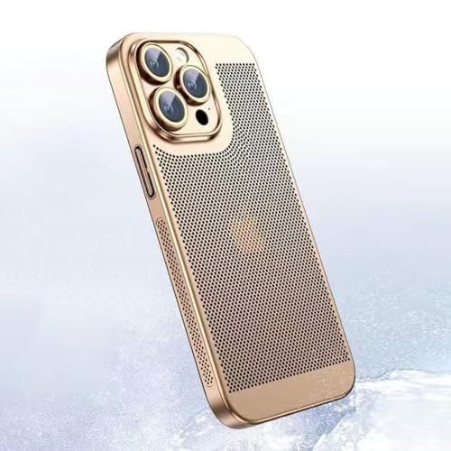 SAMEZA Beschichtung Wärmeableitung Handyhülle für iPhone 14 15 13 12 11 Pro Max 13 12 Mini X XS XR 7 8 Plus Atmungsaktive Kühlung Hard Cover, Gold, für iPhone 14 Pro SAMEZA Beschichtung Wärmeableitung Handyhülle für iPhone 14 15 13 12 11 Pro Max 13 12 Mini X XS XR 7 8 Plus Atmungsaktive Kühlung Hard Cover, Gold, für iPhone 14 Pro von SAMEZA