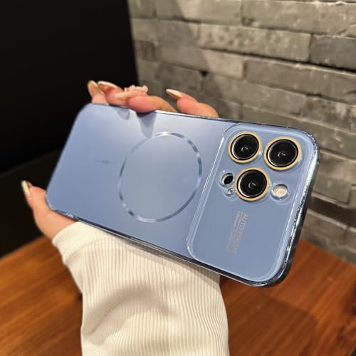 SAMEZA Großes Glasfenster für Hülle für iPhone 16 15 14 Pro Max 16Promax 16Pro Plating Magnectic Wireless Charging Cover, Blau, Für iPhone 15 Pro Max SAMEZA Großes Glasfenster für Hülle für iPhone 16 15 14 Pro Max 16Promax 16Pro Plating Magnectic Wireless Charging Cover, Blau, Für iPhone 15 Pro Max von SAMEZA