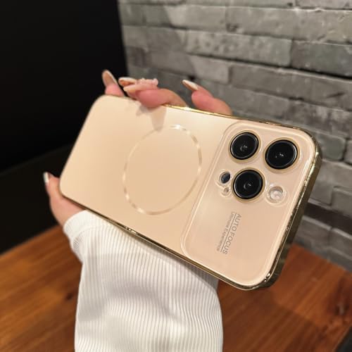 SAMEZA Großes Glasfenster für Hülle für iPhone 16 15 14 Pro Max 16Promax 16Pro Plating Magnectic Wireless Charging Cover, Gold, für iPhone 15 Pro Max SAMEZA Großes Glasfenster für Hülle für iPhone 16 15 14 Pro Max 16Promax 16Pro Plating Magnectic Wireless Charging Cover, Gold, für iPhone 15 Pro Max von SAMEZA