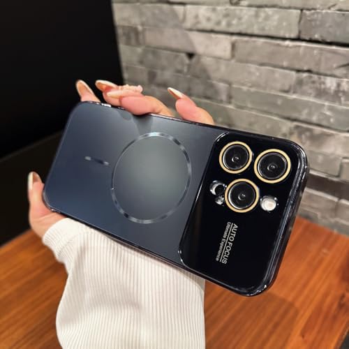 SAMEZA Großes Glasfenster für Hülle für iPhone 16 15 14 Pro Max 16Promax 16Pro Plating Magnectic Wireless Charging Cover, Schwarz, für iPhone 16 Pro Max SAMEZA Großes Glasfenster für Hülle für iPhone 16 15 14 Pro Max 16Promax 16Pro Plating Magnectic Wireless Charging Cover, Schwarz, für iPhone 16 Pro Max von SAMEZA