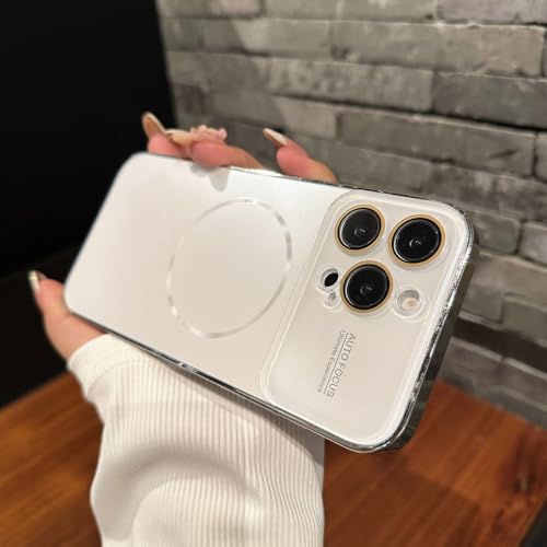 SAMEZA Großes Glasfenster für Hülle für iPhone 16 15 14 Pro Max 16Promax 16Pro Plating Magnectic Wireless Charging Cover, Weiß, für iPhone 16 Pro Max SAMEZA Großes Glasfenster für Hülle für iPhone 16 15 14 Pro Max 16Promax 16Pro Plating Magnectic Wireless Charging Cover, Weiß, für iPhone 16 Pro Max von SAMEZA