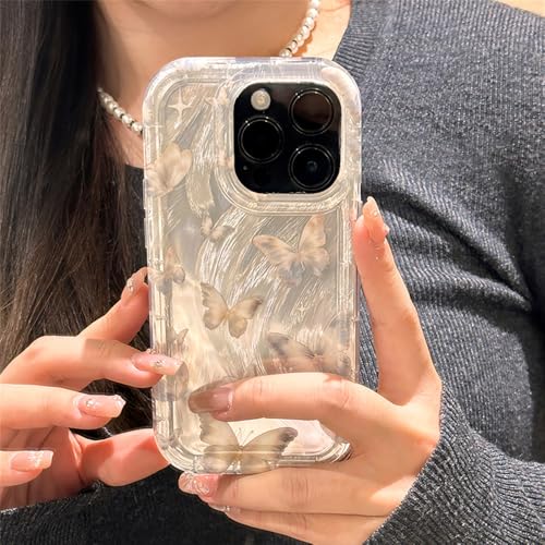 SAMEZA Süße Handyhülle aus Schmetterlingsfedergarn für iPhone 15 14 13 12 Pro Max 11 Stilvolle, ästhetische, stoßfeste, weiche Rückseite, für iPhone 14Pro Max, 1 von SAMEZA