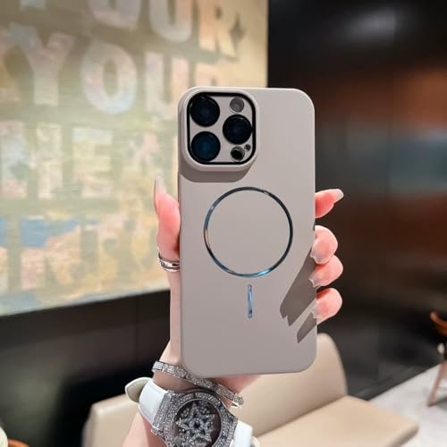 SAMEZA Titan-Metall-Hart-PC für magnetische Hülle für iPhone 16 15 14 13 12 11 Pro Max Plus Glaslinse Kabellose Ladung Mattierte Abdeckung, Titangrau, für iPhone 13 von SAMEZA