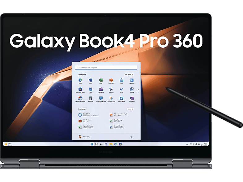 SAMSUNG Galaxy Book4 Pro 360, Convertible, mit 16 Zoll Display Touchscreen, Intel® Evo™ Plattform, Core™ Ultra 7 155H Prozessor, GB RAM, 512 SSD, Arc® GPU, Moonstone Gray, Windows 11 Home (64 Bit) von SAMSUNG