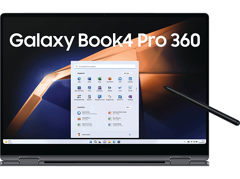 SAMSUNG Galaxy Book4 Pro 360, Notebook, mit 16 Zoll Display Touchscreen, Intel® Evo™ Plattform, Core™ Ultra 7 155H Prozessor, GB RAM, 512 SSD, Arc® GPU, Moonstone Gray, Windows 11 Home (64 Bit) von SAMSUNG