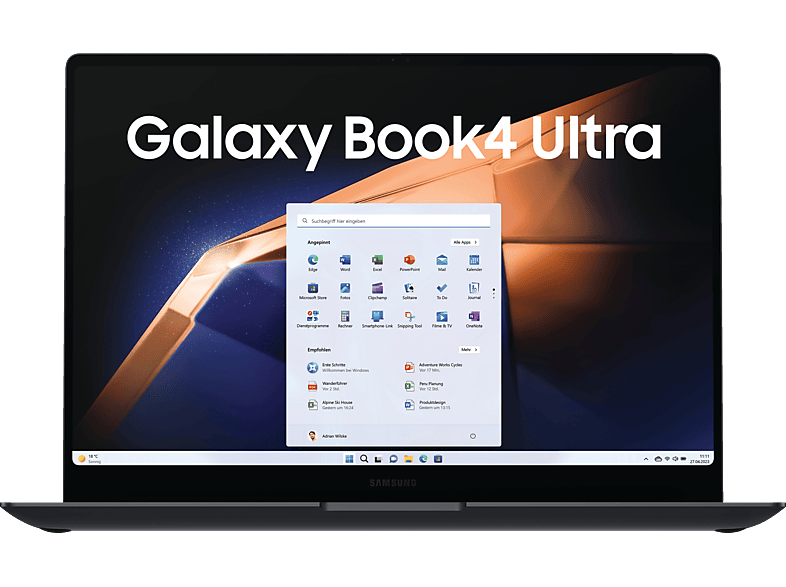 SAMSUNG Galaxy Book4 Ultra, Notebook, mit 16 Zoll Display Touchscreen, Intel® Evo™ Plattform, Core™ Ultra 7,155H Prozessor, GB RAM, 512 SSD, NVIDIA GeForce RTX™ 4050, Moonstone Gray, Windows 11 Home (64 Bit) von SAMSUNG