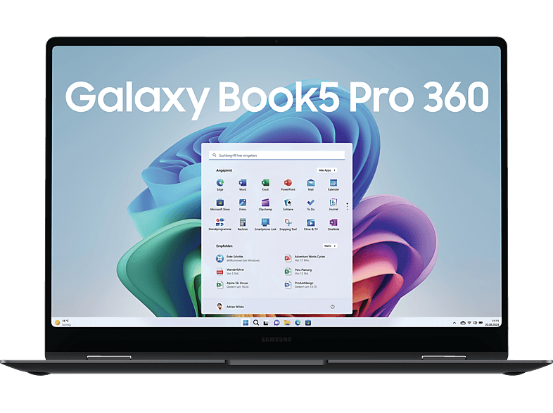 SAMSUNG Galaxy Book5 Pro 360, Convertible, mit 16 Zoll Display Touchscreen, Intel® Core™ Ultra 7 256V Prozessor, GB RAM, 512 SSD, Arc™ GPU, Moonstone Gray, Windows 11 Home von SAMSUNG