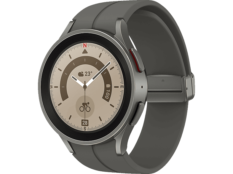 SAMSUNG Galaxy Watch5 Pro BT 45 mm Smartwatch Titan Fluorkautschuk, M/L, Gray Titanium von SAMSUNG