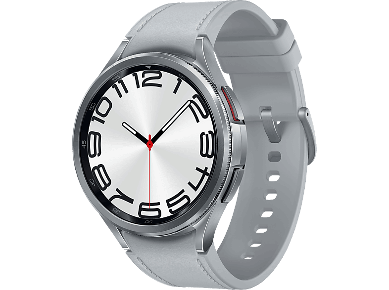 SAMSUNG Galaxy Watch6 Classic 47 mm Smartwatch Kunstleder, M/L, Silver von SAMSUNG