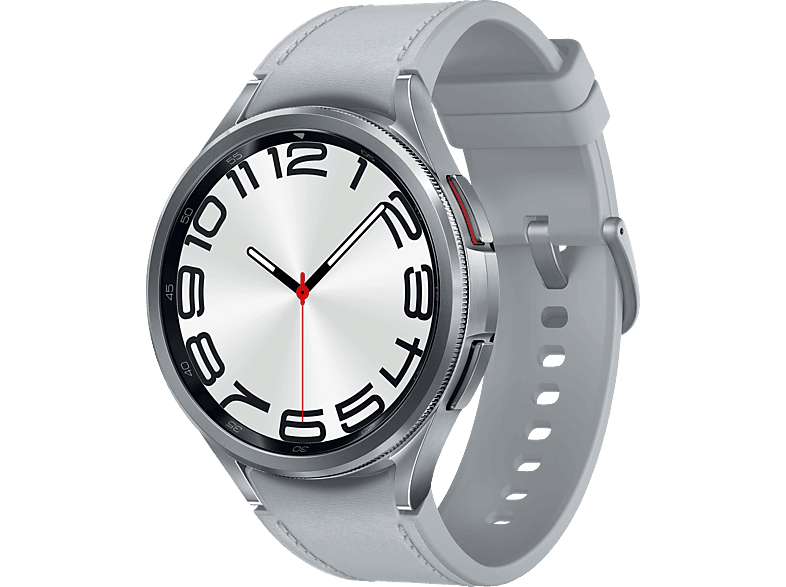 SAMSUNG Galaxy Watch6 Classic LTE 47 mm Smartwatch Kunstleder, M/L, Silver von SAMSUNG