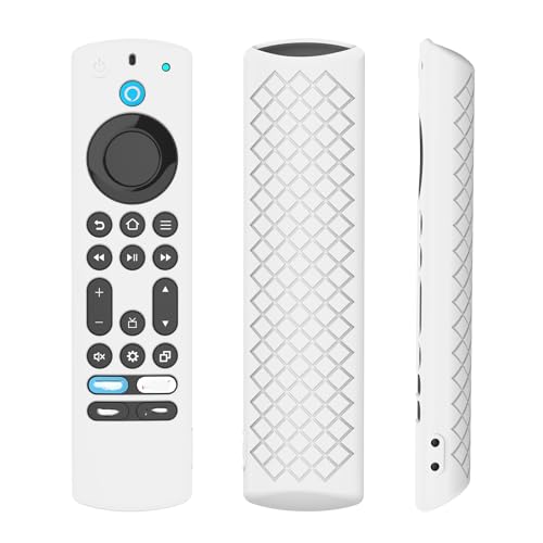 Für Amazon Fire TV-4 Alexa Voice Remote Cover Case, Silikon-Fernbedienungshülle, rutschfeste, stoßfeste Silikon-Schutzhülle mit Lanyard (weiß) von SAMTN