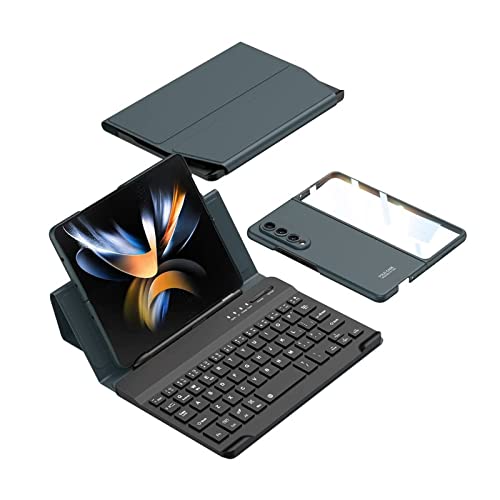 SAMTN Für Samsung Galaxy Z Fold 4 Bluetooth-Tastatur mit Tastaturabdeckung + Handytasche (Grün) von SAMTN