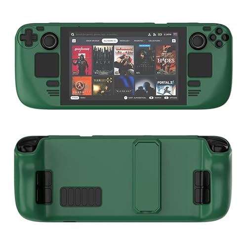 Schutzhülle mit Kickstand für Steam Deck, Schutzhülle mit vollem Schutz, Stoßdämpfung und Anti-Kratz-Design, Tragetasche (grün) von SAMTN