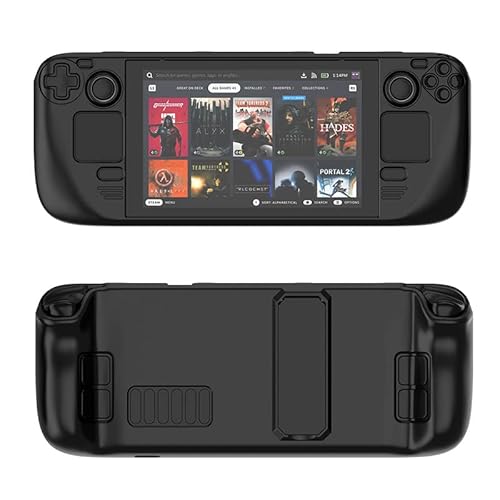 Schutzhülle mit Kickstand für Steam Deck, Schutzhülle mit vollem Schutz, Stoßdämpfung und Anti-Kratz-Design, Tragetasche (schwarz) von SAMTN