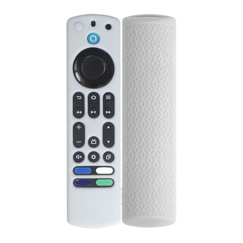 Silikon-Fernbedienungshülle für Fire TV 4K Stick max, Ersatz-Fernbedienungshülle mit Lanyard, Schutzhülle Skin Sleeve (Weiß) von SAMTN