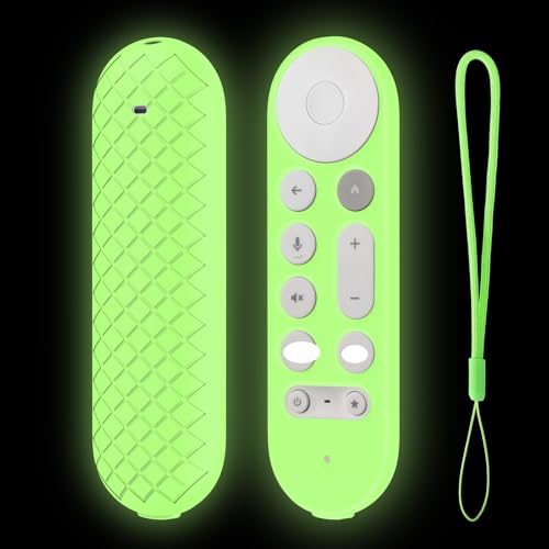 Silikonhülle für Google TV Streamer 4K TV 2024, Ersatz-Fernbedienungshülle mit Umhängeband, Soft Skin Hülle für Fernbedienung für Google GY3LE (Grün Leuchtend) von SAMTN