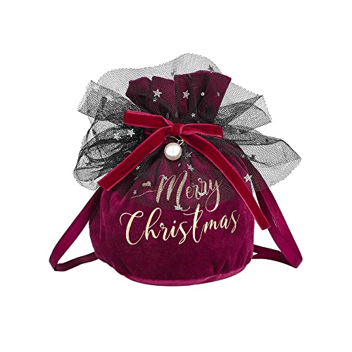Weihnachts-Samt-Obst-Geschenktüte, weiche Weihnachtssamt-Beutel, Band-Kordelzug-Design, genug Platz, Geschenktüten, Süßigkeitentüten (rot) von SAMTN