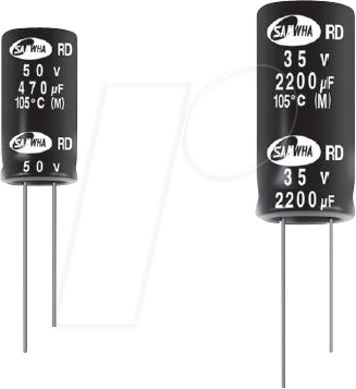 RD0J158M10016100 - Elko, radial, 1500 µF, 6.3 V, 105°, RM 5 von SAMWHA