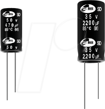 SD2A475M05011180 - Elko, radial, 4.7 µF, 100 V,  85°, RM 2 von SAMWHA