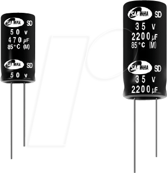SD2V106M1012M100 - Elko, radial, 10 µF, 350 V,  85°, RM 5 von SAMWHA