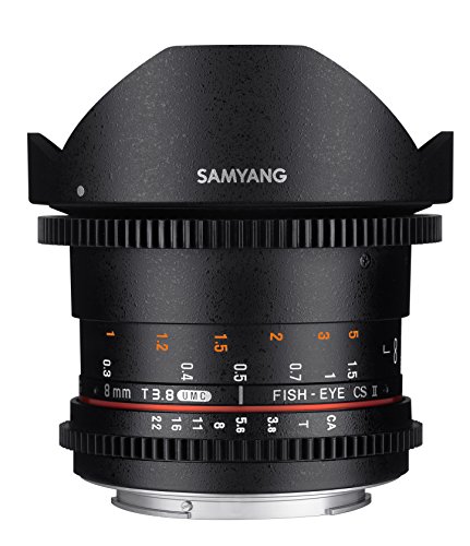 SAMYANG 13008T3.8SE 8 mm T3.8 VDSLR UMC Fish-Eye CS II Objektiv für Anschluss Sony E-Mount schwarz von SAMYANG