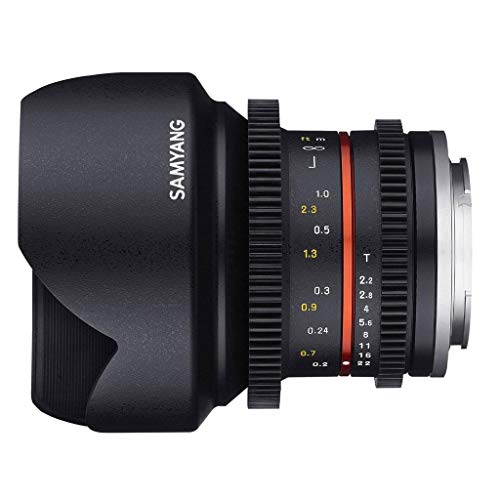 SAMYANG 7793 12/2,2 Objektiv Video APS-C MFT manueller Fokus Videoobjektiv 0,8 Zahnkranz Gear, Weitwinkelobjektiv schwarz von SAMYANG