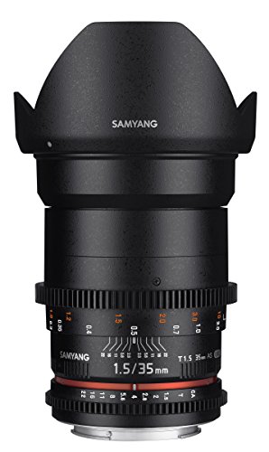 SAMYANG 7809 35/1,5 Objektiv Video DSLR II Nikon F manueller Fokus Videoobjektiv 0,8 Zahnkranz Gear, Weitwinkelobjektiv schwarz von SAMYANG