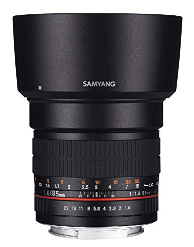 SAMYANG 881306 MF 85mm F1,4 AS IF UMC für Sony A – Vollformat Portrait Objektiv für Sony A-Mount, geeignet für APS-C, manueller Fokus, für DSLR Sony Kameras A99 II, A68, A77 II, A58, A99, A37 von SAMYANG