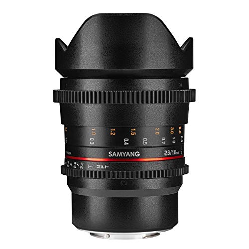 SAMYANG MF 16mm T2.6 Video DSLR MFT - manuelles Video Objektiv mit 16mm Festbrennweite für APS-C Kameras mit Micro Four Thirds -Mount, ideal für Architektur und Landschaften, 7569, Schwarz von SAMYANG