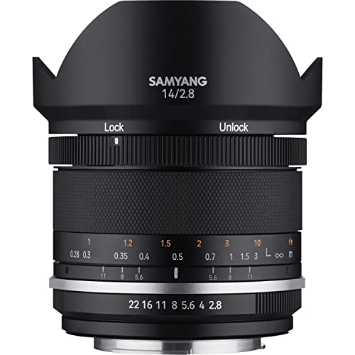 Samyang 22985 MF 14mm F2,8 MK2 für Canon EF – Weitwinkel Objektiv manueller Fokus für Vollformat und APS-C Festbrennweite Canon EF Mount, 2 Generation EOS 7D Mark II, EOS 5D Mark IV, EOS 77D, EOS 90D von SAMYANG