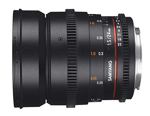 Samyang 24/1,5 Objektiv Video DSLR II MFT manueller Fokus Videoobjektiv 0,8 Zahnkranz Gear, Weitwinkelobjektiv schwarz von SAMYANG