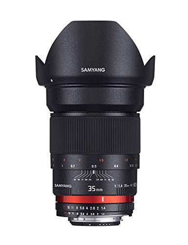 Samyang 35/1,4 Objektiv DSLR Nikon F AE manueller Fokus automatischer Blendenring Fotoobjektiv, Weitwinkelobjektiv schwarz von SAMYANG