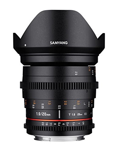Samyang 7456 20/1,9 Objektiv Video DSLR Canon EF manueller Fokus Videoobjektiv 0,8 Zahnkranz Gear, Weitwinkelobjektiv schwarz Samyang 7456 20/1,9 Objektiv Video DSLR Canon EF manueller Fokus Videoobjektiv 0,8 Zahnkranz Gear, Weitwinkelobjektiv schwarz von SAMYANG