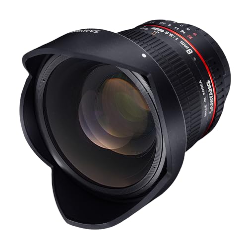 Samyang 8/3,5 Objektiv Fisheye II DSLR Nikon F AE manueller Fokus automatischer Blendenring Fotoobjektiv, Superweitwinkelobjektiv schwarz von SAMYANG