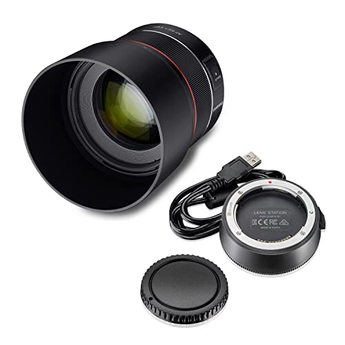 Samyang 8009 AF 85mm F1.4 EF + Lens Station für Canon EF I leichtes & kompaktes Tele-Objektiv für Portrait-Aufnahmen,mit schnellem DSLM Autofokus I Für Spiegelreflex Vollformat & APS-C Canon Kameras von SAMYANG