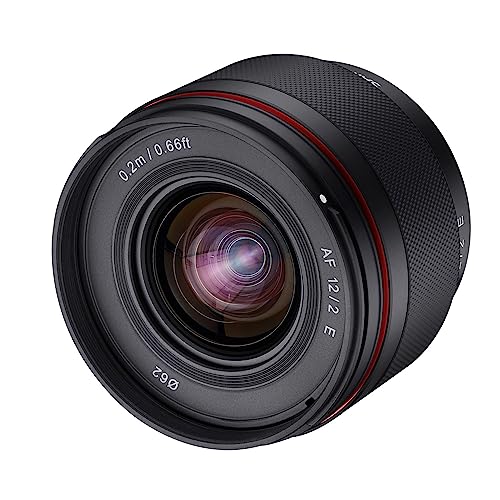Samyang AF 12mm F2.0 E Objektiv für Sony E – Autofokus APS-C Weitwinkel Festbrennweite Objektiv für Sony E Mount APSC, für Kameras Sony Alpha 6600 6500 6400 6300 6100 6000 5100 5000 NEX schwarz von SAMYANG