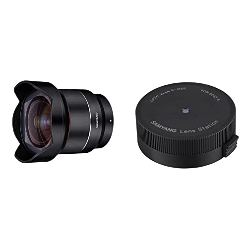 Samyang AF 14mm F2.8 Sony FE - Autofokus Ultraweitwinkel Objektiv mit 14 mm Festbrennweite für spiegellose Sony Vollformat und APS-C Kameras mit Sony E Mount + Lens Station für Sony E AF Objektive von SAMYANG