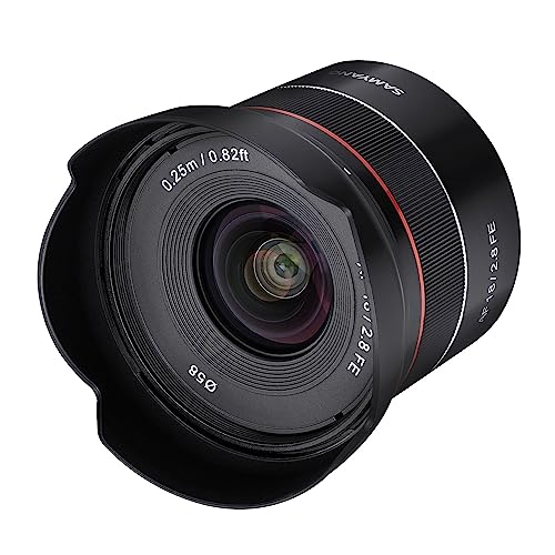 Samyang AF 18 mm F2.8 FE (Tiny but Super Wide) – Autofokus Vollformat und APS-C Festbrennweite Objektiv Sony E E-Mount für Sony Alpha A9 A7 A7C II A7C R A6600 A6500 A6400 A6300 A6000 A5100 A5000 von SAMYANG
