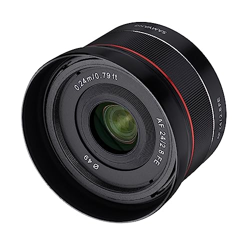 Samyang AF 24 mm F2.8 FE (Tiny but Wide) - Vollformat 24mm Weitwinkel Festbrennweite Autofokus Objektiv für Sony E, FE, E-Mount, für Sony A9, A7, A6500, A6300, A6000, A5100, A5000, Nex Kameras von SAMYANG