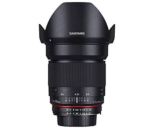 Samyang MF 24mm F1.4 für Nikon F AE - ultralichtstarkes Normalobjektiv, Vollformat & APS-C Sensor geeignet, hochwertige asphärische Glaslinsen, inkl. Tasche, Schutzdeckel & Gegenlichtblende von SAMYANG