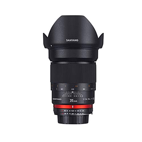 Samyang MF 35mm F1,4 Canon EF – Weitwinkel Objektiv Festbrennweite manueller Fokus, Foto Objektiv für Canon EF- Mount APS-C Kameras Canon EOS-1D X Mark III 6D Mark II 5D von SAMYANG