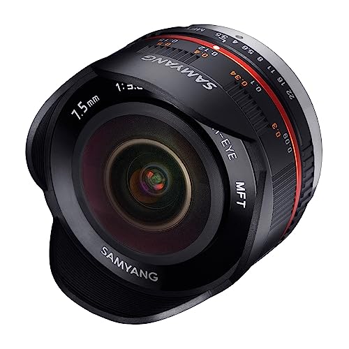 Samyang MF 7,5mm F3,5 Fisheye MFT schwarz - APS-C Sensor, 180° Bildwinkel, ideal für Reportage & enge Räume, UMC-vergütete Glaslinsen, kompakte Bauweise - inkl. Tasche von SAMYANG