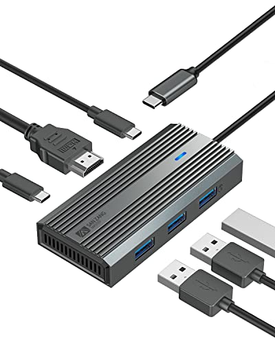 6 in 1 USB-C Hub, USB-C auf HDMI Adapter, 4K HDMI, 100W PD Schnellladung, 3 x USB 3.0 High-Speed bis zu 5 Gbit/s, USB-C 3.0 für MacBook, USB-C-Laptops und andere Typ-C-Geräte von SAN ZANG MASTER