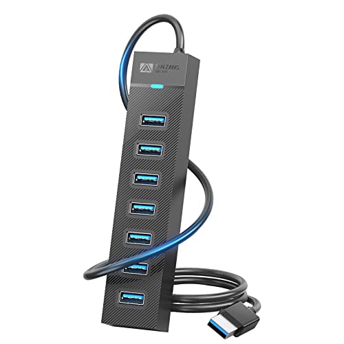 7-Port USB Hub 3.0 mit 50cm Kabel,USB hub 3.2 Gen1 mit 5V/3A Netzteil Port,Datenhub USB hub USB verteiler für Laptop,MacBook Pro/Mini,Surface Pro, PS,Mobile HDD, Drucker, Kamera und mehr von SAN ZANG MASTER